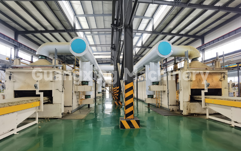 curing oven controlling temperature and thickness of mineral wool mats